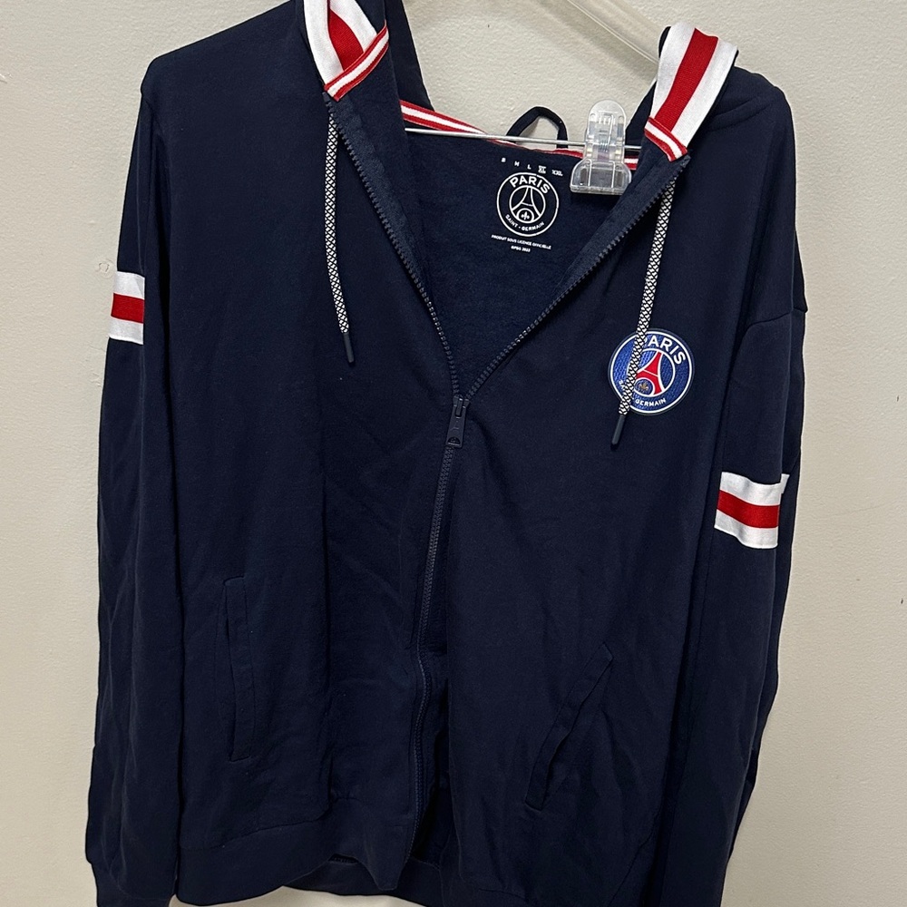 PSG Navy Zip-Up Hoodie with Red and White Accents